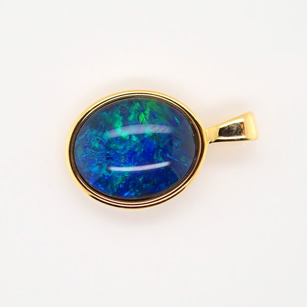 Blue Green Sterling Silver Gold Plate Australian Triplet Opal Necklace Pendant