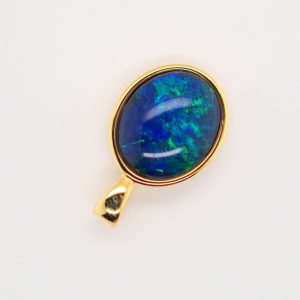 Blue Green Sterling Silver Gold Plate Australian Triplet Opal Necklace Pendant