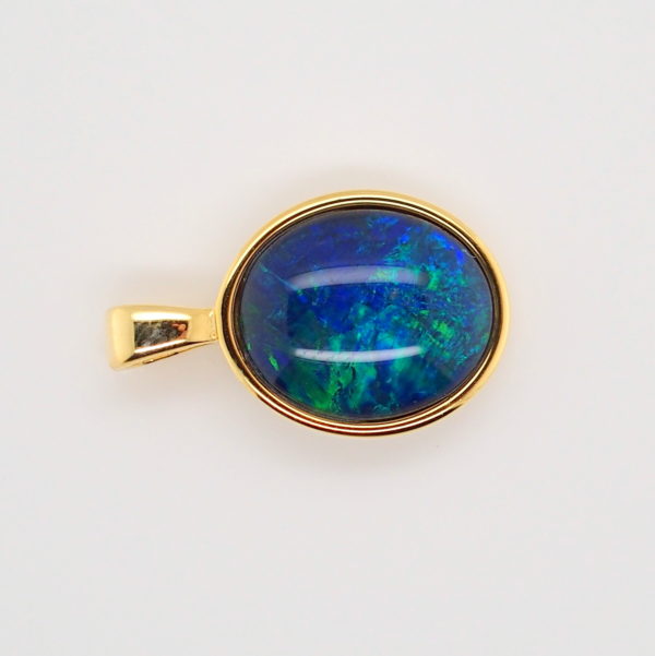 Blue Green Sterling Silver Gold Plate Australian Triplet Opal Necklace Pendant