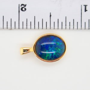 Blue Green Sterling Silver Gold Plate Australian Triplet Opal Necklace Pendant