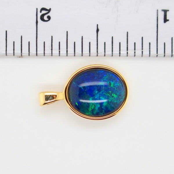 Blue Green Sterling Silver Gold Plate Australian Triplet Opal Necklace Pendant