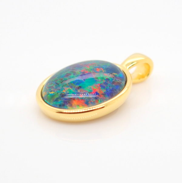 Blue Green Red Sterling Silver Gold Plate Australian Triplet Opal Necklace Pendant