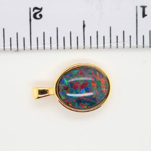 Blue Green Red Sterling Silver Gold Plate Australian Triplet Opal Necklace Pendant
