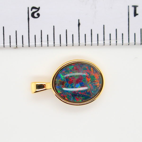 Blue Green Red Sterling Silver Gold Plate Australian Triplet Opal Necklace Pendant