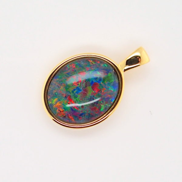 Blue Green Red Sterling Silver Gold Plate Australian Triplet Opal Necklace Pendant