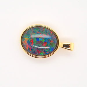 Blue Green Red Sterling Silver Gold Plate Australian Triplet Opal Necklace Pendant