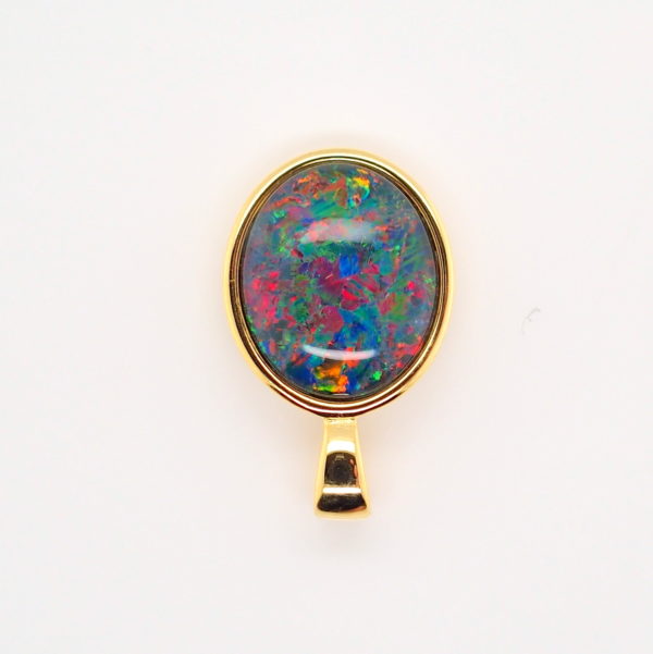 Blue Green Red Sterling Silver Gold Plate Australian Triplet Opal Necklace Pendant