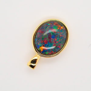 Blue Green Red Sterling Silver Gold Plate Australian Triplet Opal Necklace Pendant