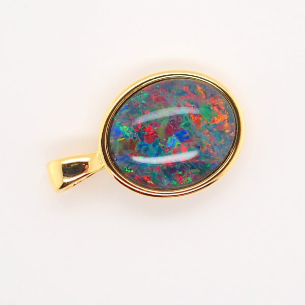 Blue Green Red Sterling Silver Gold Plate Australian Triplet Opal Necklace Pendant