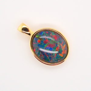 Blue Green Red Sterling Silver Gold Plate Australian Triplet Opal Necklace Pendant