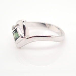 White Gold Blue Australian Sapphire and Diamond Engagement Ring