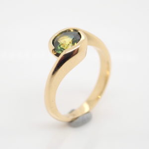 Yellow Gold Green Yellow Australian Sapphire Ring