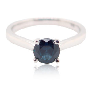 White Gold Blue Australian Sapphire Engagement Ring