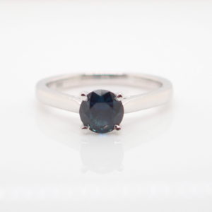 White Gold Blue Australian Sapphire Engagement Ring