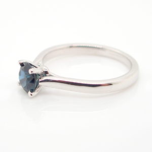 White Gold Blue Australian Sapphire Engagement Ring