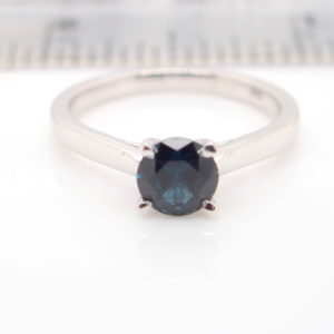 White Gold Blue Australian Sapphire Engagement Ring