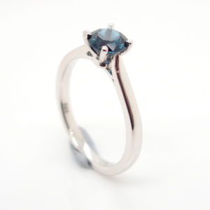 White Gold Blue Australian Sapphire Engagement Ring