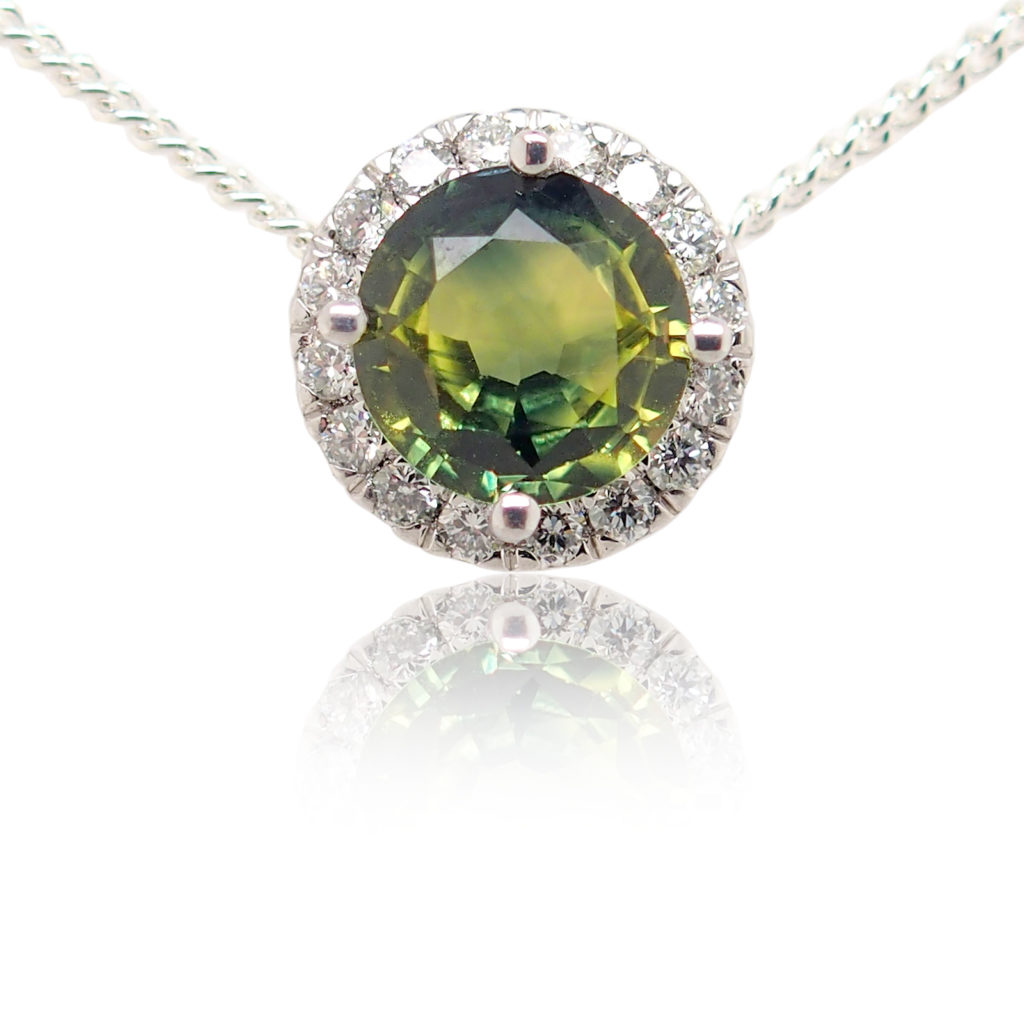 White Gold Australian Sapphire Slider Necklace