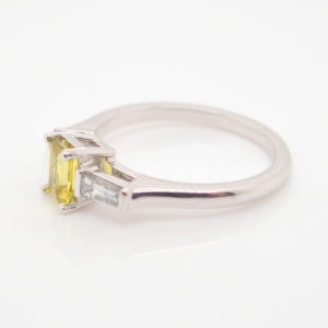 White Gold Yellow Australian Sapphire and Diamond Engagement Ring