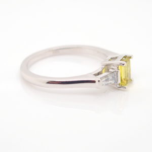 White Gold Yellow Australian Sapphire and Diamond Engagement Ring