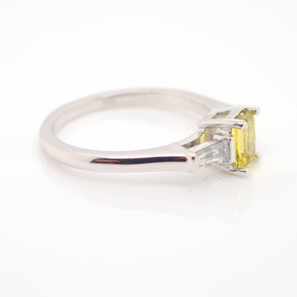 White Gold Yellow Australian Sapphire and Diamond Engagement Ring