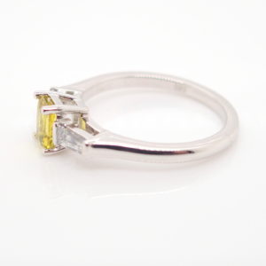 White Gold Yellow Australian Sapphire and Diamond Engagement Ring
