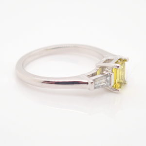 White Gold Yellow Australian Sapphire and Diamond Engagement Ring