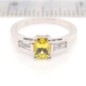 White Gold Yellow Australian Sapphire and Diamond Engagement Ring