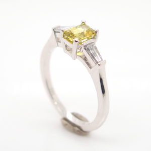 White Gold Yellow Australian Sapphire and Diamond Engagement Ring