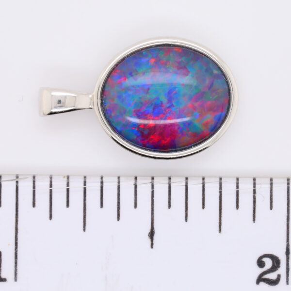 Blue Green Red Sterling Silver Australian Triplet Opal Necklace Pendant