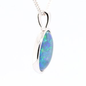 Blue Green Sterling Silver Australian Triplet Opal Necklace Pendant