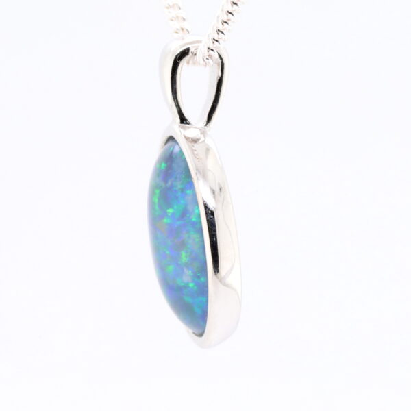 Blue Green Sterling Silver Australian Triplet Opal Necklace Pendant