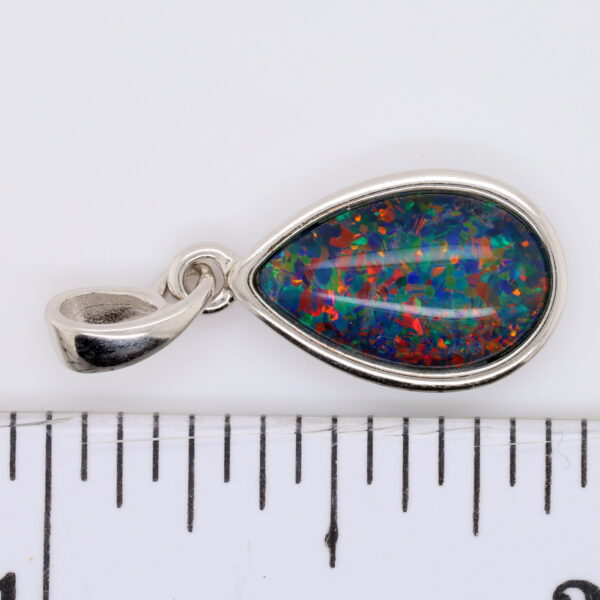 Blue Green Red Sterling Silver Australian Triplet Opal Necklace Pendant