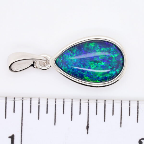 Blue Green Sterling Silver Australian Triplet Opal Necklace Pendant