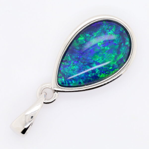 Blue Green Sterling Silver Australian Triplet Opal Necklace Pendant