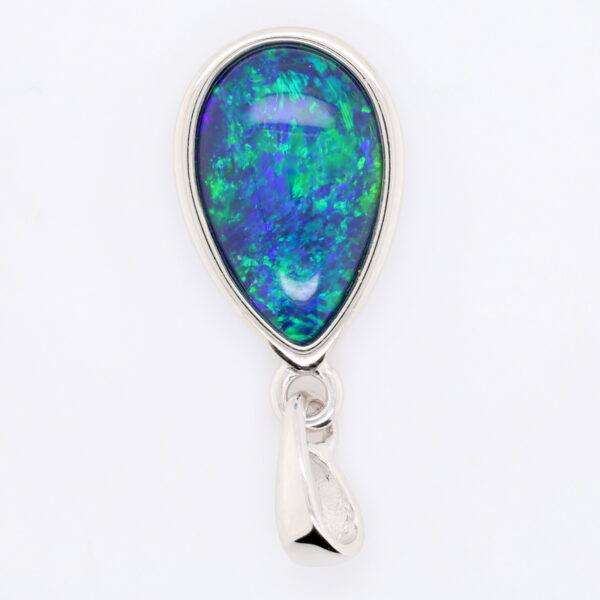 Blue Green Sterling Silver Australian Triplet Opal Necklace Pendant