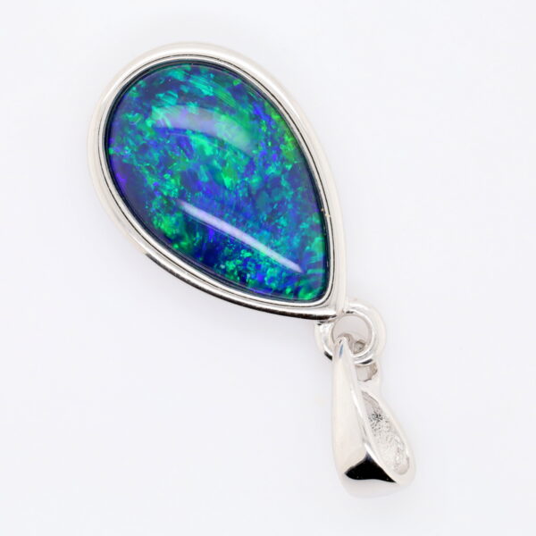 Blue Green Sterling Silver Australian Triplet Opal Necklace Pendant