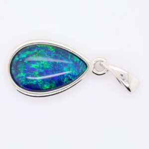 Blue Green Sterling Silver Australian Triplet Opal Necklace Pendant