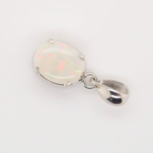 Blue Green Pink Sterling Silver Solid Australian White Opal Necklace Pendant