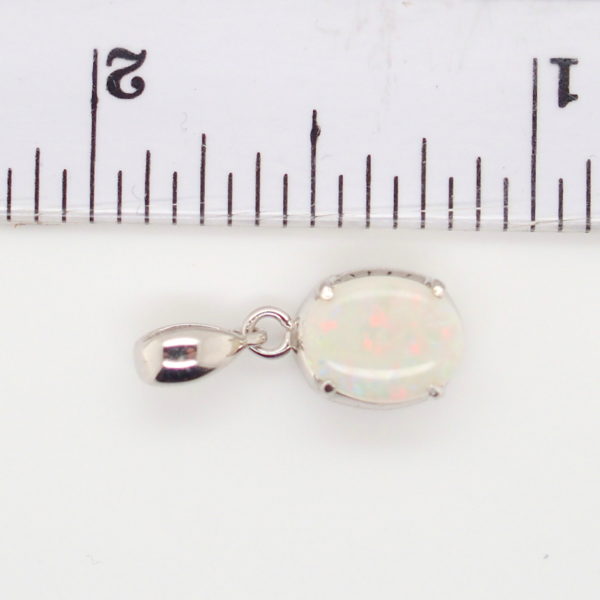 Blue Green Pink Sterling Silver Solid Australian White Opal Necklace Pendant