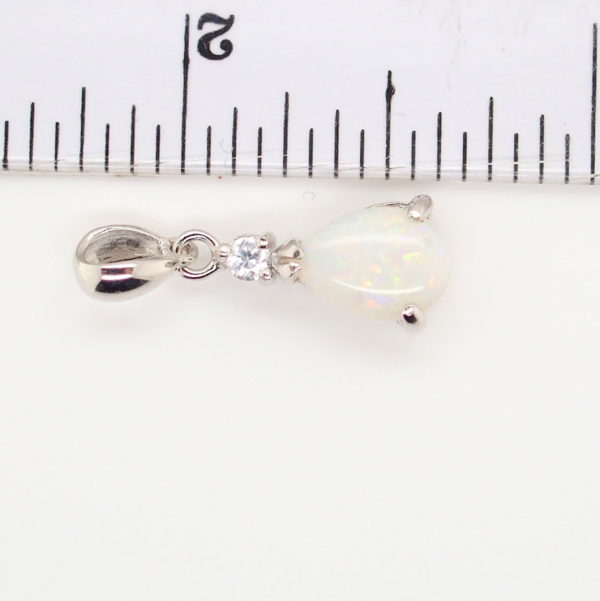 Blue Green Pink Sterling Silver Solid Australian White Opal Necklace Pendant