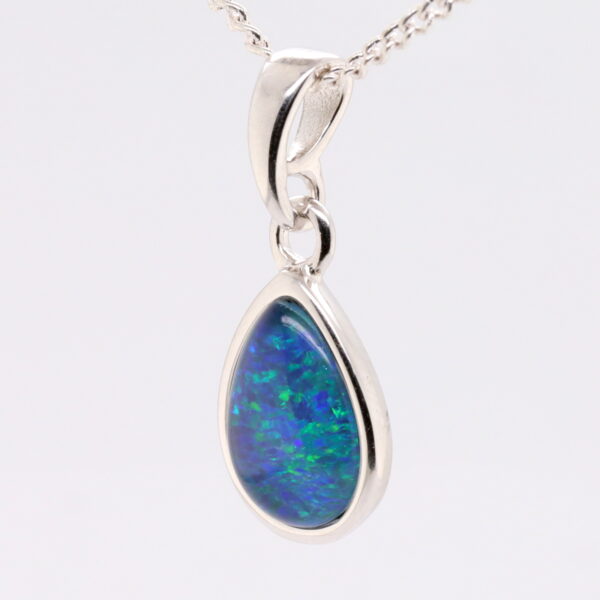 Blue Green Sterling Silver Gold Plate Australian Triplet Opal Necklace Pendant