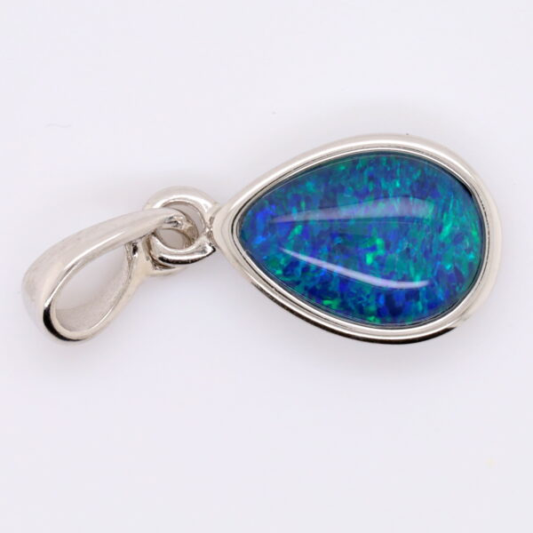 Blue Green Sterling Silver Australian Triplet Opal Necklace Pendant