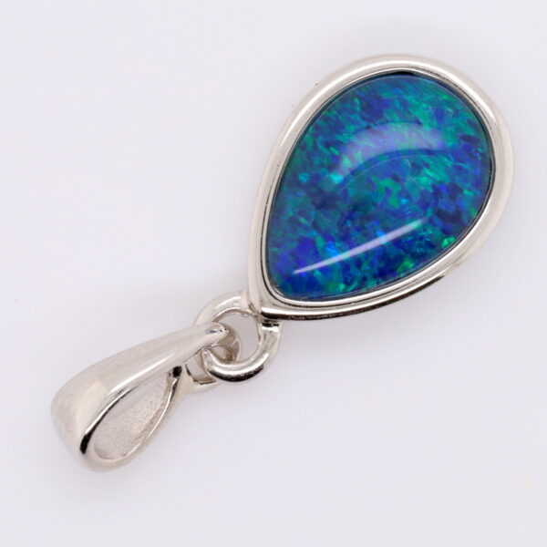 Blue Green Sterling Silver Australian Triplet Opal Necklace Pendant