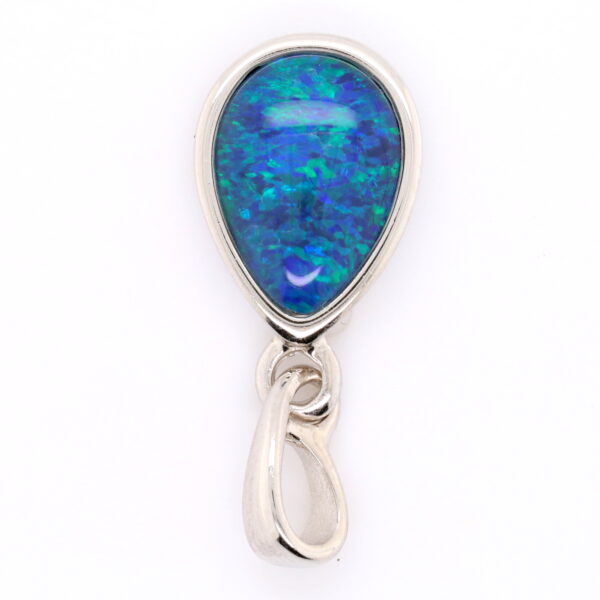 Blue Green Sterling Silver Australian Triplet Opal Necklace Pendant