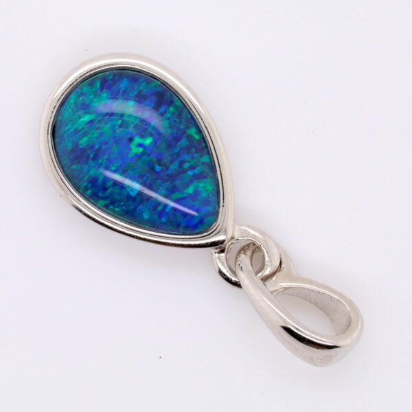 Blue Green Sterling Silver Australian Triplet Opal Necklace Pendant