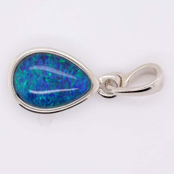 Blue Green Sterling Silver Australian Triplet Opal Necklace Pendant