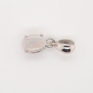 Blue Green Pink Sterling Silver Solid Australian White Opal Necklace Pendant