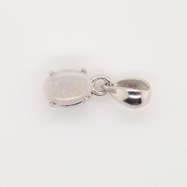 Blue Green Pink Sterling Silver Solid Australian White Opal Necklace Pendant