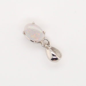 Blue Green Pink Sterling Silver Solid Australian White Opal Necklace Pendant